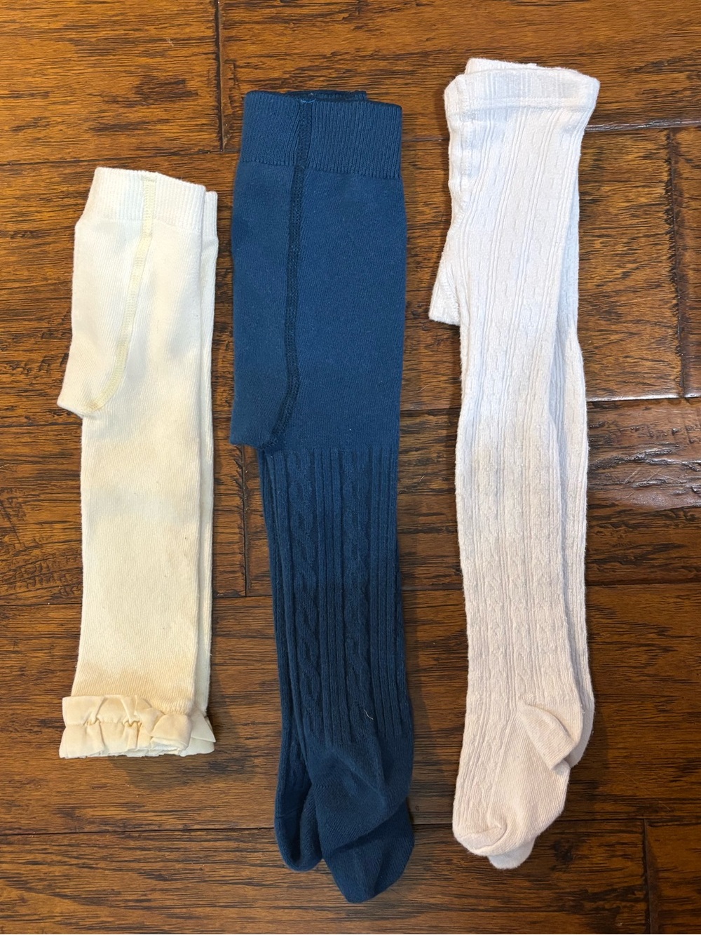Multiples Trio of Casual Knee-High Socks in Navy, Cream, White